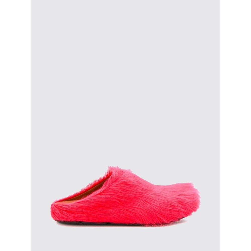 Marni Women Low-Heeled Fur Sabot Mules Marni With A Round Toe